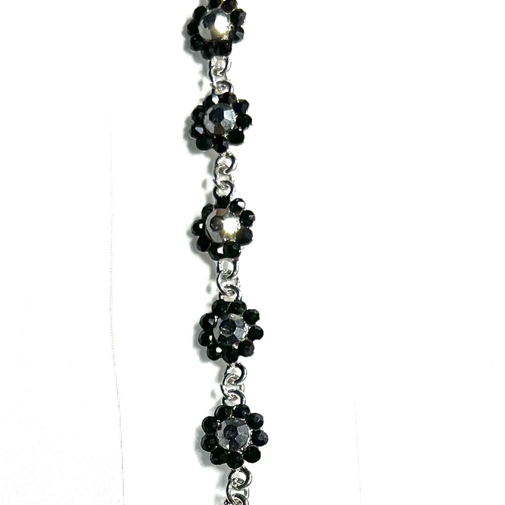 Women’s Black Floral Silver Bracelet